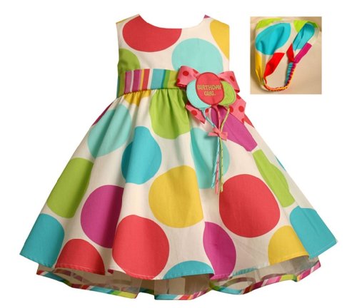Bonnie Jean Baby Girls Polka Dot Balloon Birthday Dress , Multi , 12M - 24M