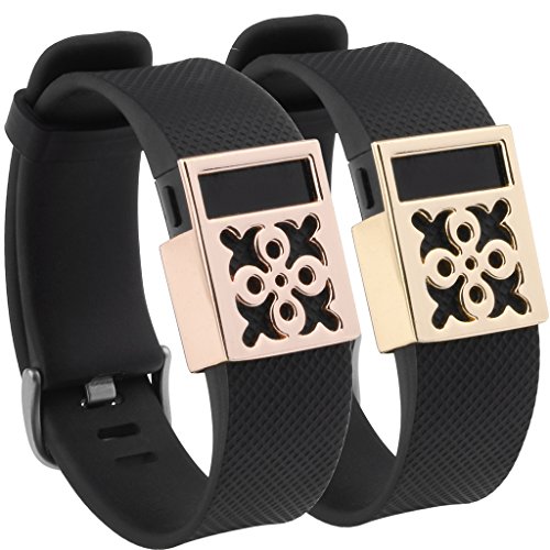 Henoda Band Cover for Fitbit Charge/Fitbit Charge HR Slim Designer Sleeve Protector Accessories (2PCS Rose Gold & Gold)