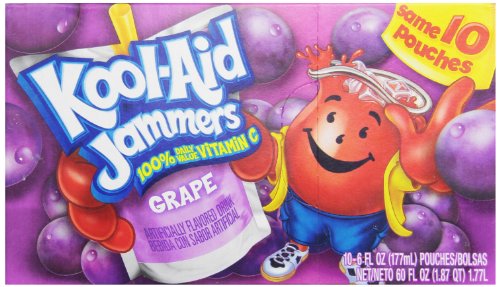 Kool-Aid Grape Jammers, 10-Count, 6-Ounce Pouches (Pack of 4)