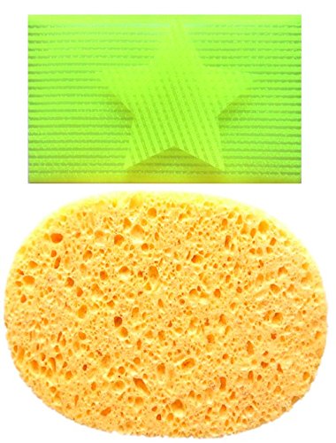Pretie 3 in 1 Facial cleansing set. 1 Extra Large Facial Cleansing Sponge + 2 Velcro Hair Bangs/Fringe Holding Pads(Random Colors).
