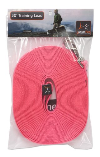 LupinePet Training Lead for Medium and Larger Dogs, 3/4-Inch Wide by 30-Feet Long, Hot Pink