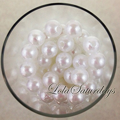 LolaSaturdays 10mm Pearls 1-Lbs loose beads vase filler White