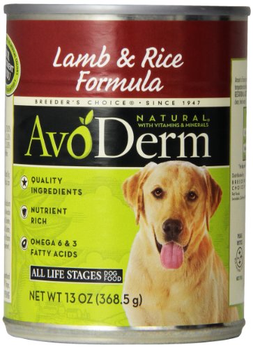 AvoDerm Natural Lamb Meal and Brown Rice Formula for Adult Dogs, 13-Ounce Cans, Case of 12