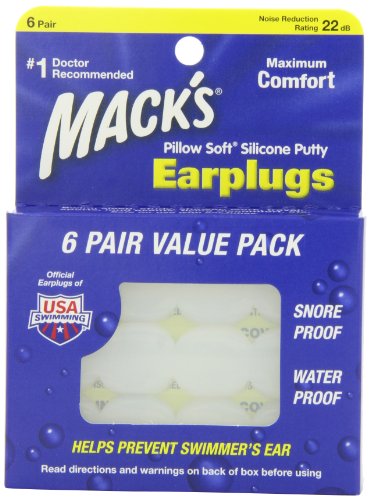Macks Pillow Soft Silicone Earplugs Value Pack, 6 Pairs