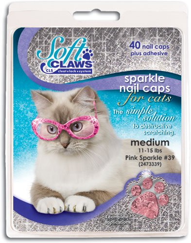 Soft Claws for Cats, Size Large, Color Pink Glitter