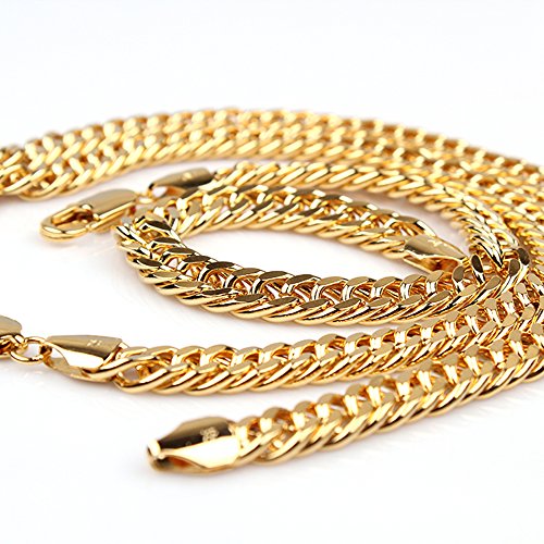 Heavy Men's Jewelry Set 24k Yellow Gold Plated Necklace Bracelet Sets 100g Solid Double Curb Chain 8m Christmas Gifts New