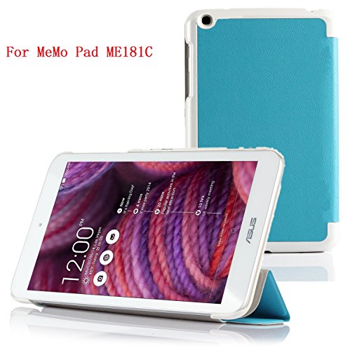 IVSO ASUS MeMO Pad 8 ME181C Ultra Lightweight Slim Smart Cover Case with Auto Sleep/Wake Function-(Lifetime Warranty)-will only fit ASUS MeMO Pad 8 ME181C Tablet (Blue)