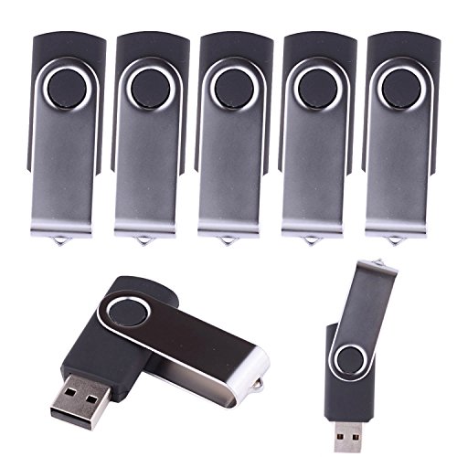 LHN® (Bulk 5 Pack) 8GB Swivel USB Flash Drive USB 2.0 Memory Stick (Black)