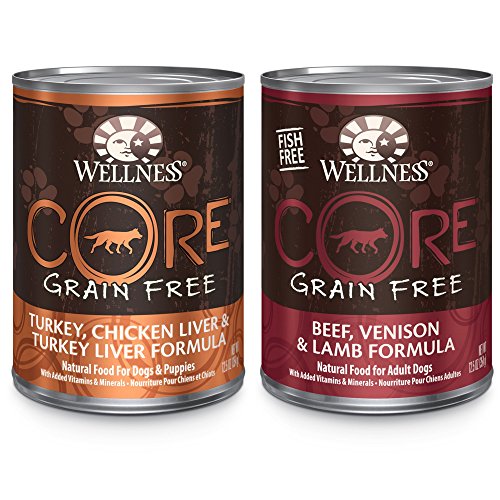 Wellness CORE Natural Wet Grain Free Canned Dog Food, Best Sellers Variety Pack, 12.5-Ounce Can (Pack of 18)