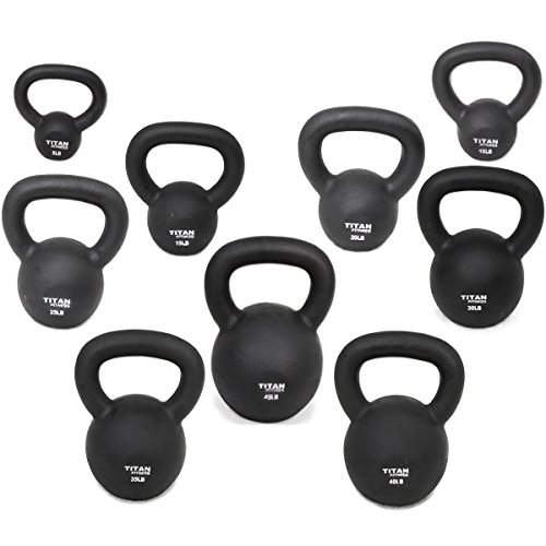 Titan Fitness Cast Iron Kettlebell 5lb-100lb Weight Natural Solid Workout Swing