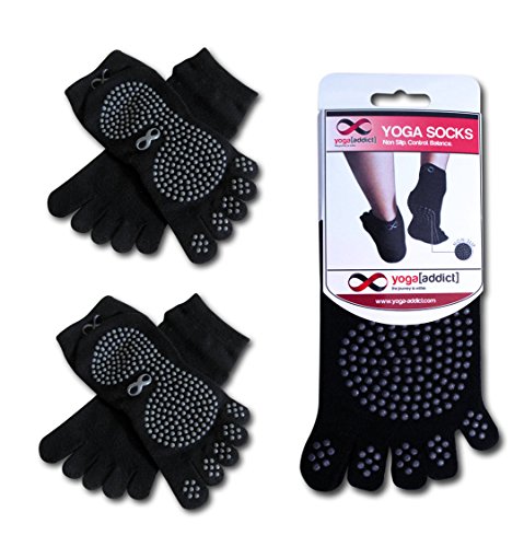 Yoga Full Toe Socks, 2 Pairs Value Pack Set, For Yoga, Pilates, Non Slip Skid Socks by YogaAddict