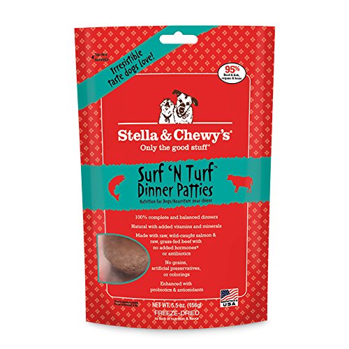 Stella & Chewy's Freeze-Dried Raw Surf & Turf (Beef & Salmon) Dinner Patties for Dogs, 5.5 oz.