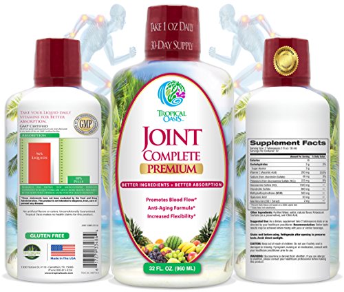 Tropical Oasis Joint Complete -Liquid Joint Support Supplement w/ Glucosamine, Chondroitin, MSM & Vitamin C - Helps Relieve Joint & Muscle Pain - Liquid Formula for Max Absorption. 32oz, 32 serv.