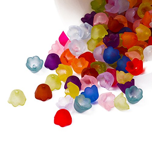 pandahall 100-piece Mixed Frosted Acrylic Flower Bead Caps 10x6mm for Beads DIY
