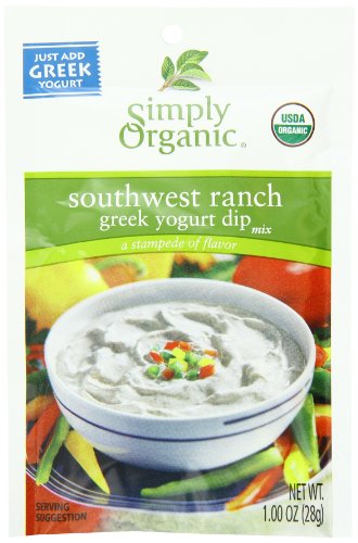 Simply Organic Greek Yogurt Dip Mix, Southwest Ranch, 1 Ounce (Pack of 12)