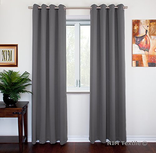 NIM Textile Grommet Curtains Thermal Insulated Blackout Drapes, 110W x 96L, 2-Panels Set, Dark Gray, Sofiter Collection
