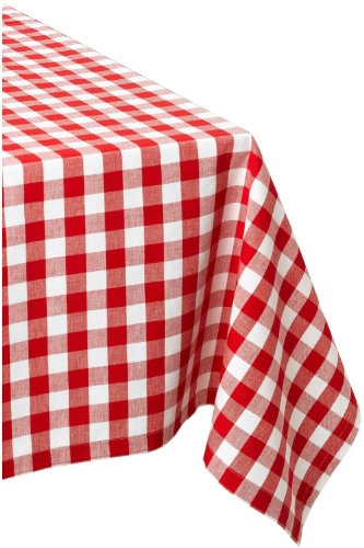 DII 100% Cotton, Machine Washable, Dinner, Summer & Picnic Tablecloth 60 x 104, Tango Red Check, Seats 8 to 10 People