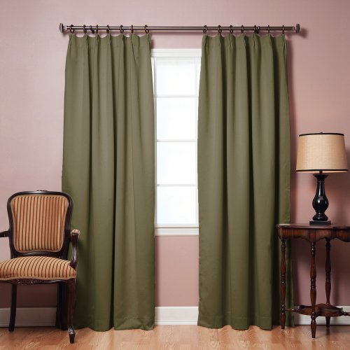 Best Home Fashion Olive Pinch Pleated Thermal Insulated Blackout Curtain 84L-1Pair