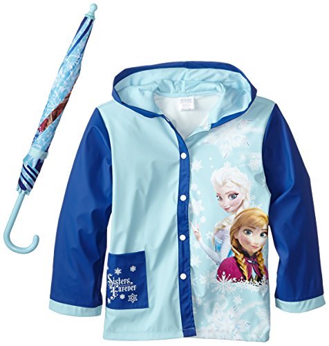Fantasia Little Girls' Frozen Sisters Umbrella Raincoat Set, Blue, Medium/Large