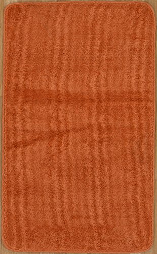 Softy Collection Orange Color Solid Mat Rug Plain Soft Quality Bath Mats Washable Rubber Back Toilet Rugs 2' x 3' 3'' (24X39) Machine-Washable Non-Slip Bathroom Mat Rug And Runner Rugs