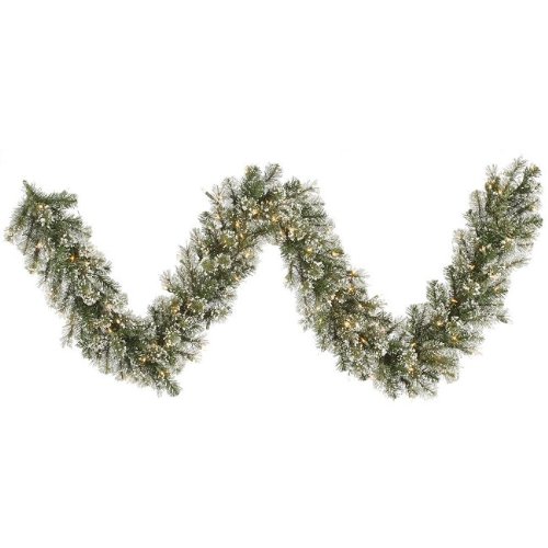 9' x 14 Pre-Lit Frosted Cashmere Pine Artificial Christmas Garland - Warm Clear LED Lights