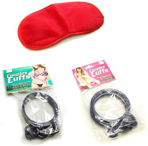 California Exotics / Swedish Erotica Couples Cuffs and Red Satin Eye Mask Sleep Mask Blindfold