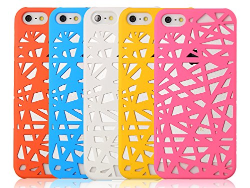 iXCC ® Rainbow Series 5-color Value Pack Hollow Pattern Design PC Case with Hard Plastic Floral Designed Back Slim [Ultra Fit] Cover Fit for iPhone 5 and iPhone 5s [ Antislip, Shock Resistant]