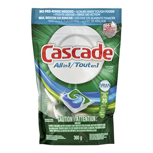 Cascade All In 1 Dishwasher Detergent With Dawn Grease Fighting Power Fresh Scent 20 Pacs (Packaging May Vary)