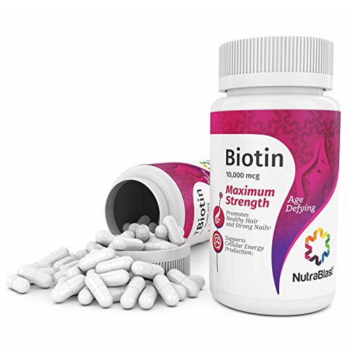 NutraBlast Biotin 10000Mcg Maximum Strength - Non-GMO - Supports Hair Growth, Skin, Eyes, and Nails Health - Made in USA (90 Veggie Capsules)