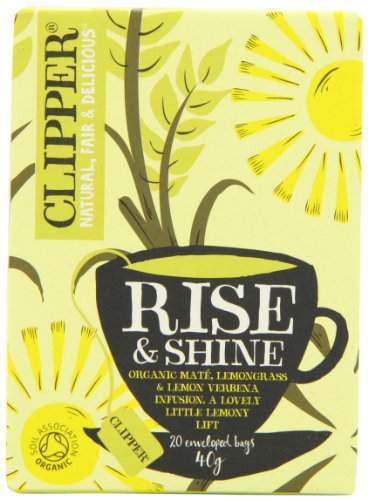 Clipper Organic Infusion Rise and Shine Mate Lemongrass and Lemon Verbena Enveloped 20 Teabags 40 g (Pack of 6)