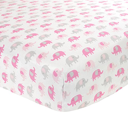 Carter's Cotton Fitted Crib Sheet, Pink Elephants