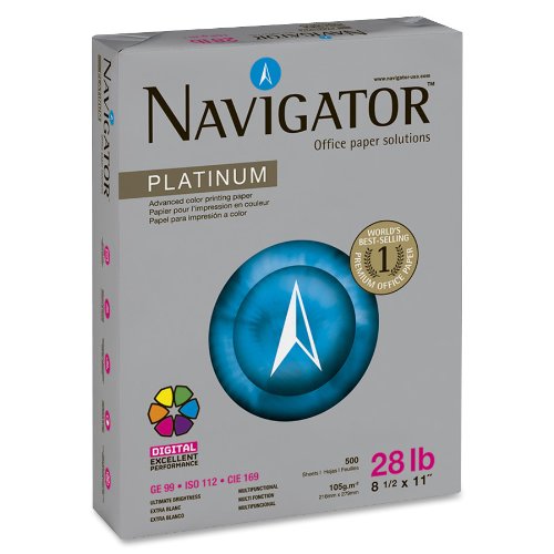 NAVIGATOR NPL1128 Platinum Paper, 28-lb., 8-1/2 x 11, Bright White, 500 Sheets/Rm, 5 Rms/Ct
