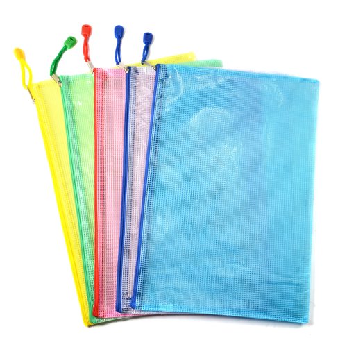 Case Star ® 5 Colors (White, Blue, Green, Yellow, Pink) Plastic Document Bag Case + Case Star Cellphone Bag