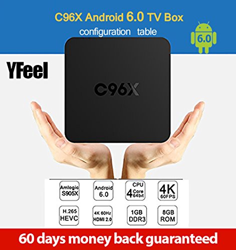 TV Box Android 6.0 Mashmallow Amlogic S905X Chipset Kodi 16.1 Fully Loaded For 4K Smart Streaming Tv 1G/8G Wifi HD 1080P OTT Set Top C96X
