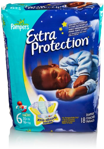 Pampers Extra Protection Diapers, Size 6, Jumbo Pack, 18 Count