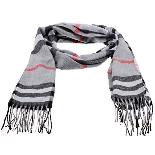 Grey Heather Plaid Striped Soft Comfort Warm Winter Fashion Scarf Accessory
