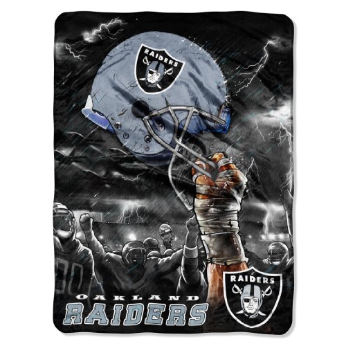 NFL Oakland Raiders 60-Inch-by-80-Inch Plush Rachel Blanket, Sky Helmet Design