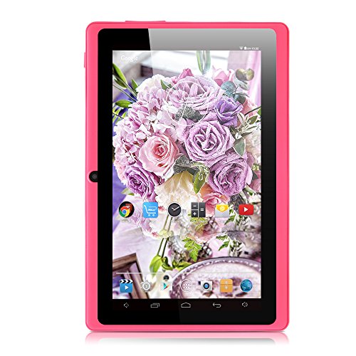 iRULU eXpro X1 7 Inch Android Tablet, GMS Certified by Google, Quad Core, Android 4.4, 1024*600 Resolution, 8GB Nand Flash, with Wi-Fi, Games, Dual Cameras - Pink Tablet