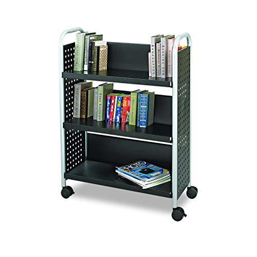 Safco Products 5336BL Scoot Single-Sided Book Cart, 3 Shelf, Black