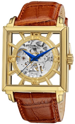 Stuhrling Original Men's Lifestyles Winchester Plaza Automatic Skeleton Watch Gold 333.3335K31