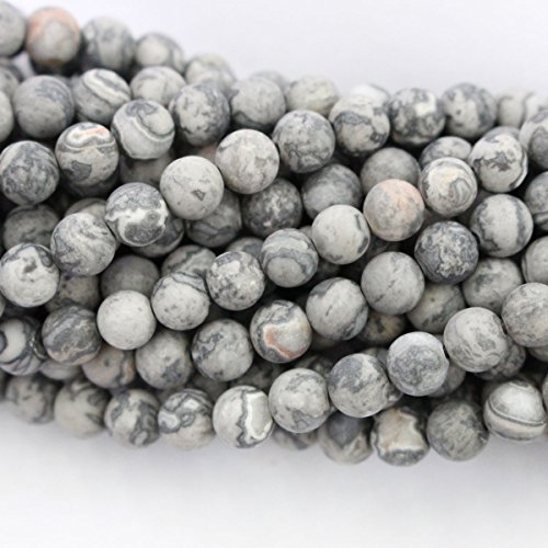Natural Frosted Unpolished Genuine Silver Lace Agate Round Gemstone Jewelry Making Loose Beads (6mm)