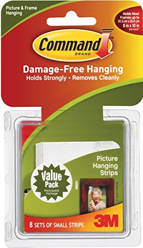 Command Picture Hanging Strips, Small, White, 8-Strip
