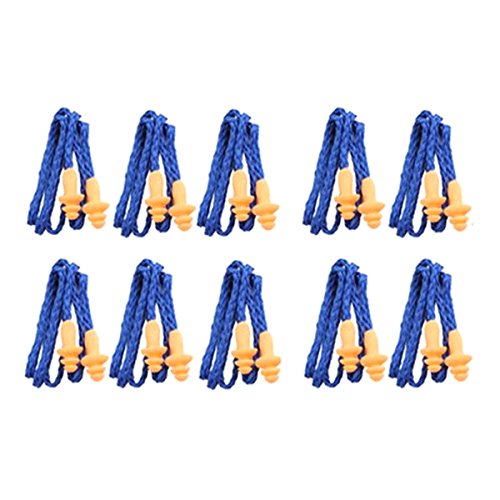 NUOLUX Reusable Ear Plugs Band Hearing Protection Soft 10 Pairs Blue