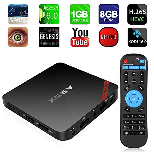 [2016 Newest]Android 6.0 TV Box, Megadream® NEXBOX A95X Amlogic S905X Quad Core 64-Bit ARM Cortex-A53 Mini TV Box with KodiCenter for Kodi XBMC Plug-ins Upgrade 1GB RAM/8GB ROM 4K*2K Super HD HDR Effect H265 & VP9 Decoding Fully Loaded Streaming Android TV Box WiFi Media Player with Pre-installed 9 Free Plug-ins