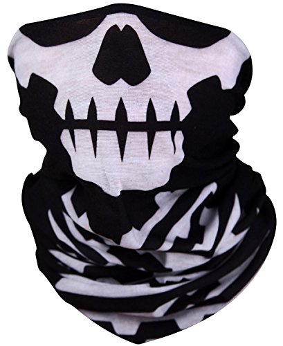 Motorcycle Face Masks 2 Pieces Xpassion Skull Mask Half Face for Out Riding Motorcycle Black Lifetime Warranty