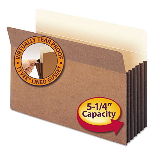 File Pockets, Legal, Tyvek Lined Gusset, Expands 5.25, Redrope, 10/Box SMDC1536G