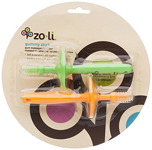 ZoLi Gummy Set of 2 Stick Gum Massager, Green/Orange