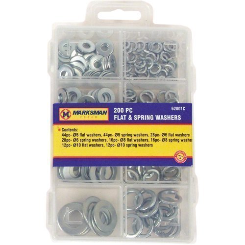 200Pc Flat and Spring Washers Assortment