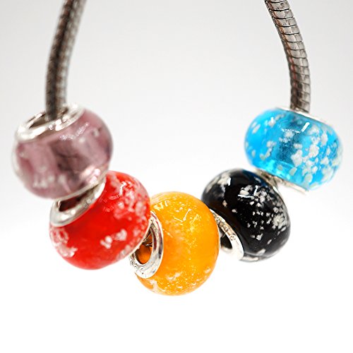 Cat Eye Jewels 6Pcs (12 FREE Rubber Stopper) Mixed Color Glow in The Dark Charm Bead Fit Pandora Bracelet