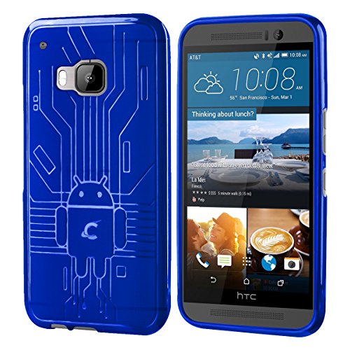 HTC One M9 Case, Cruzerlite Bugdroid Circuit TPU Case Compatible with HTC One M9 (Hima) - Blue